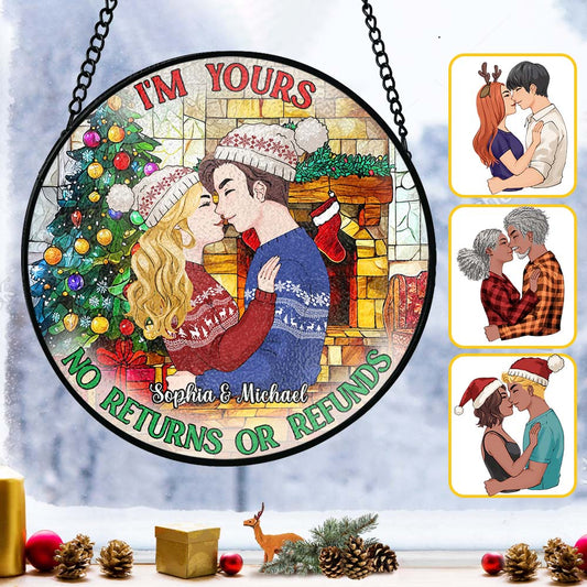 Keine Rückgabe oder Rückerstattung – Personalisierter Buntglas-Sonnenfänger für Paare