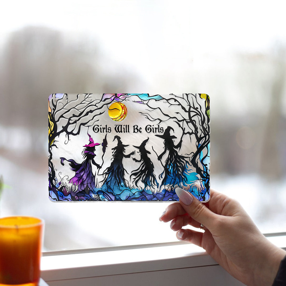Mädchen bleiben Mädchen – Personalisierter Hexen-Fensterhänger als Sonnenfänger 