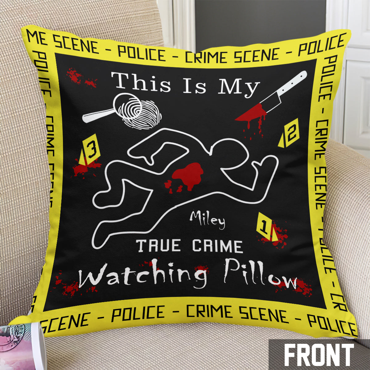 True-Crime-Kissen – Personalisiertes Dekokissen