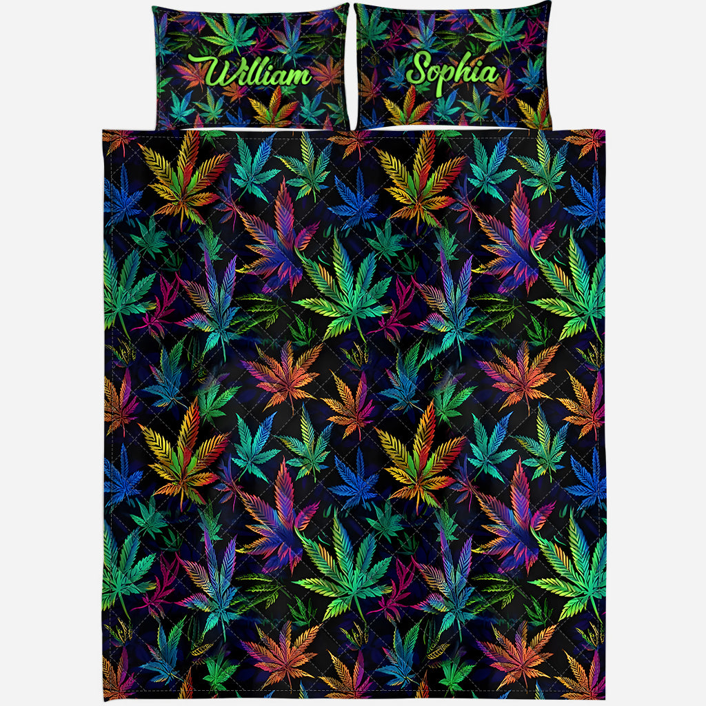 Irgendwo ist es 420 – Buntes Marihuana – Personalisiertes Weed-Quilt-Set