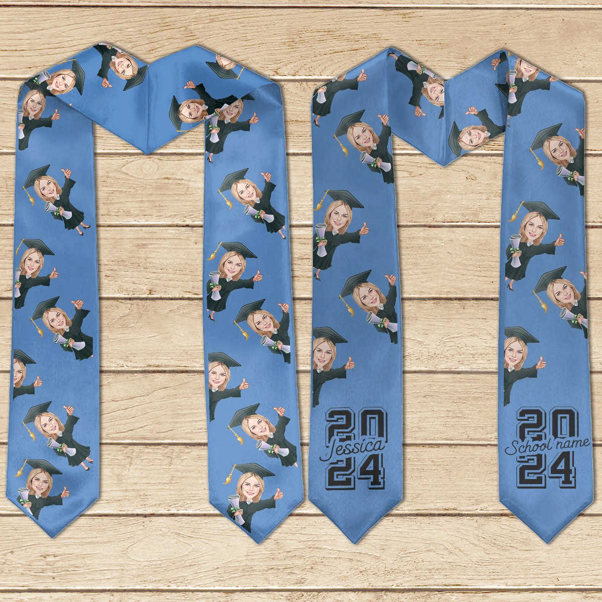 Lustige Karikaturfigur – Personalisierte Abschlussstola 