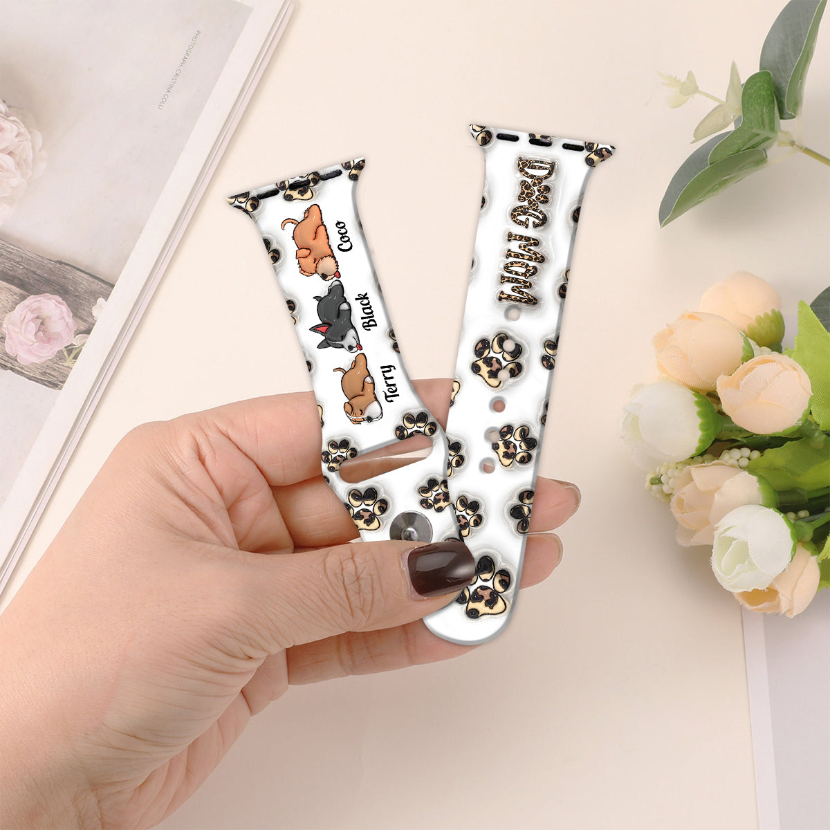 Baby Highland Cow Western Style - Personalisiertes Hunde-Apple-Watch-Armband