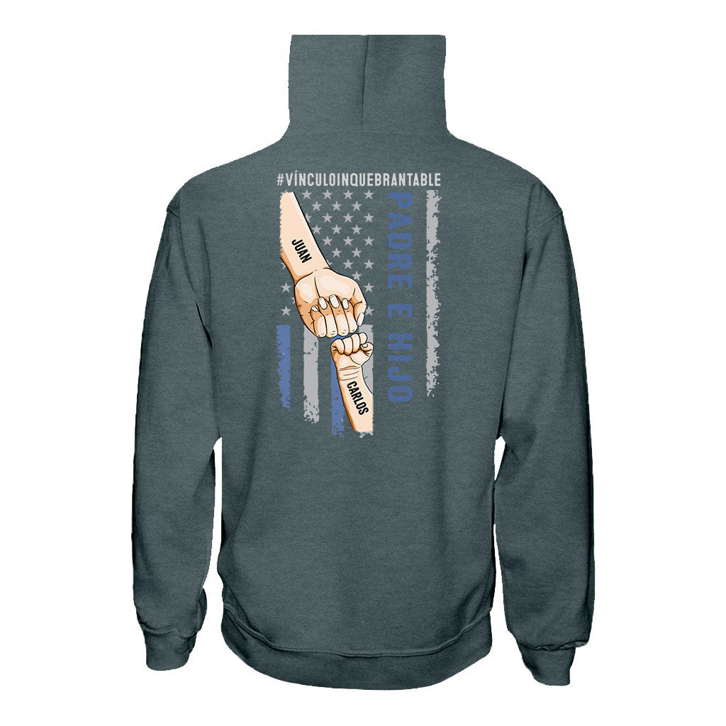 Padre E Hijos Vínculo Inquebrantable – Personalisiertes Vater-T-Shirt und Kapuzenpullover