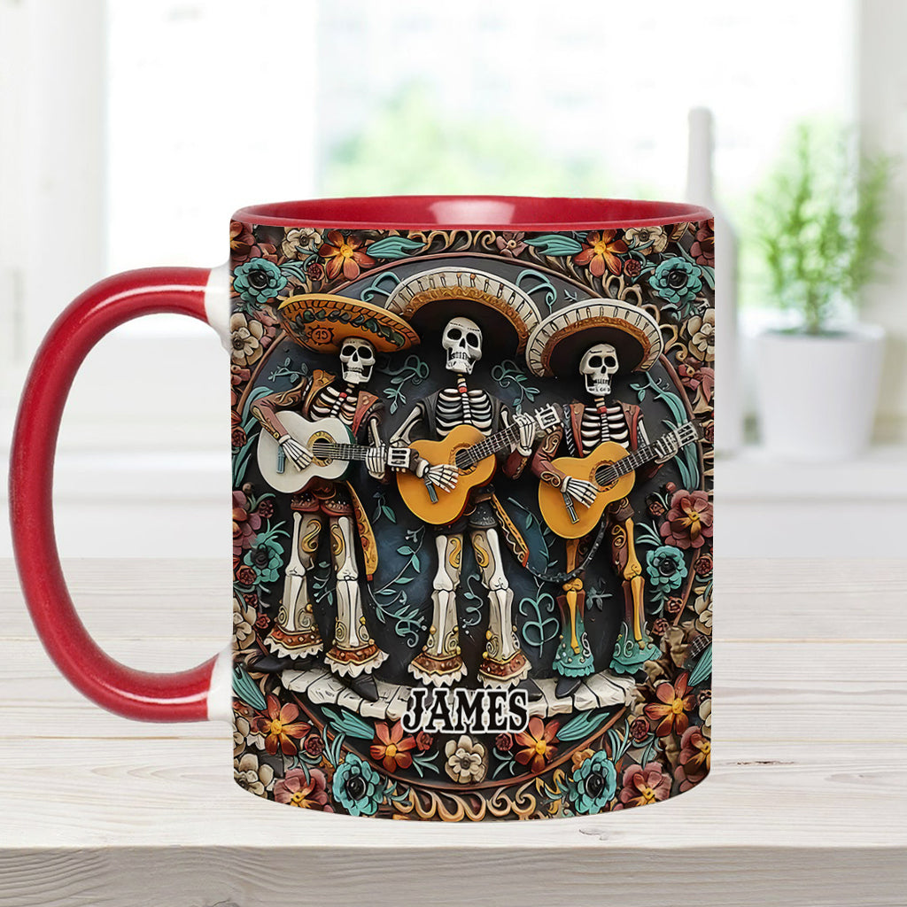 Skelett-Trio – Personalisierte Tasse mit Totenkopf-Akzent