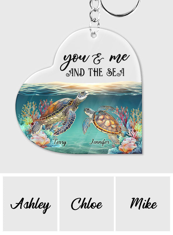 Du und ich und das Meer – Personalisierter Schildkröten-Schlüsselanhänger