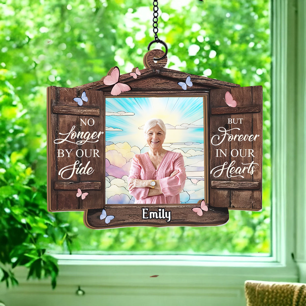 Never Forgotten - Personalized Memorial 2 Layered Window Hanging Suncatcher
