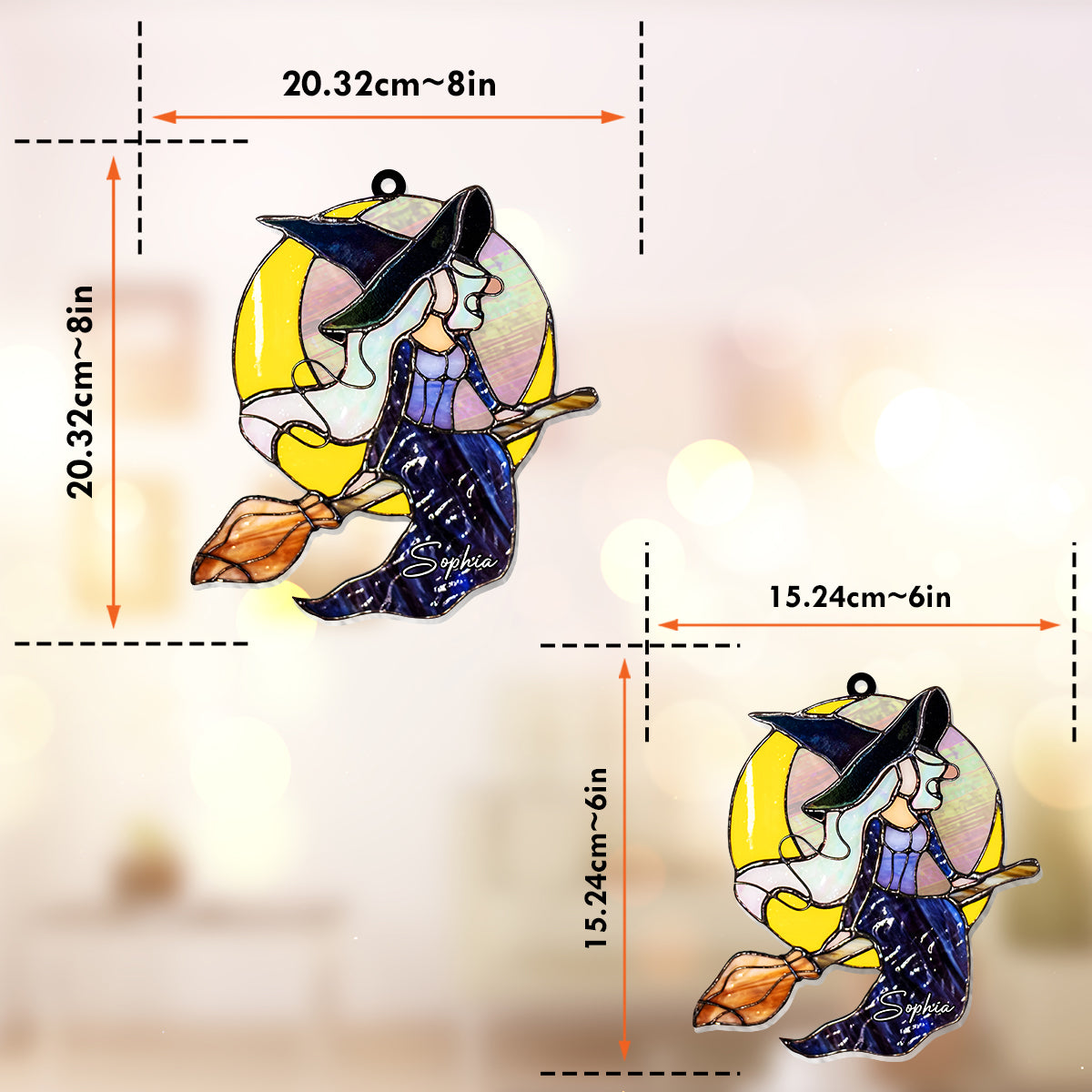 The Witch Is In - Personalized Witch Window Hanging Suncatcher Ornament