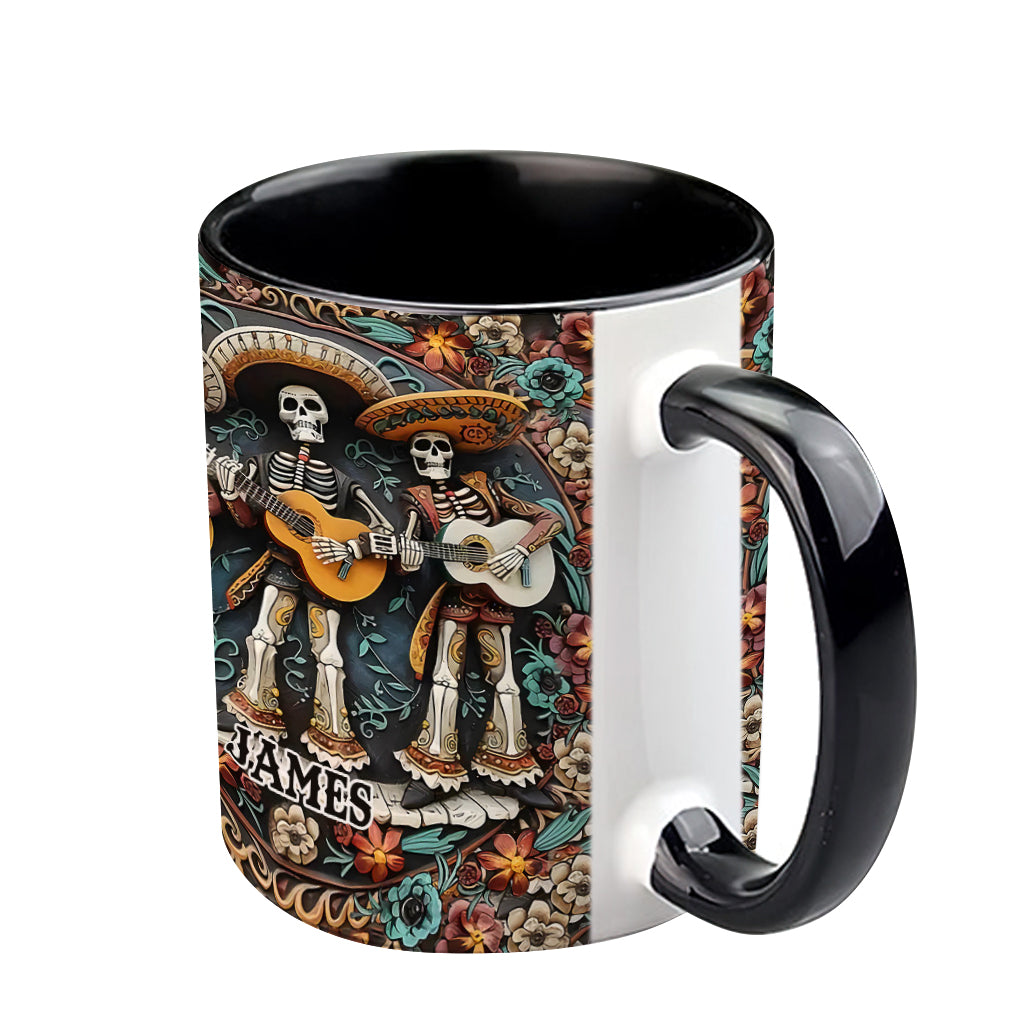 Skelett-Trio – Personalisierte Tasse mit Totenkopf-Akzent