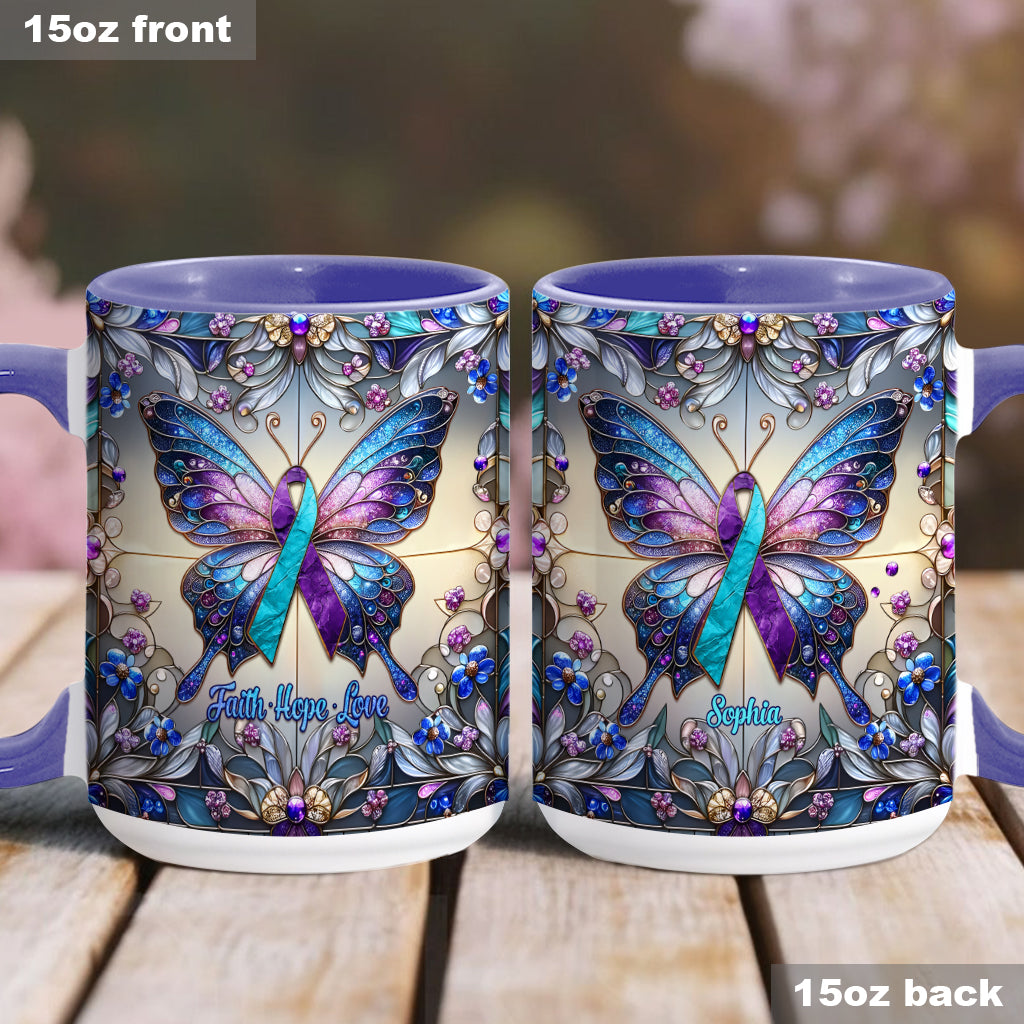 Glaube, Hoffnung, Liebe – Personalisierte Tasse mit Akzent zur Suizidprävention