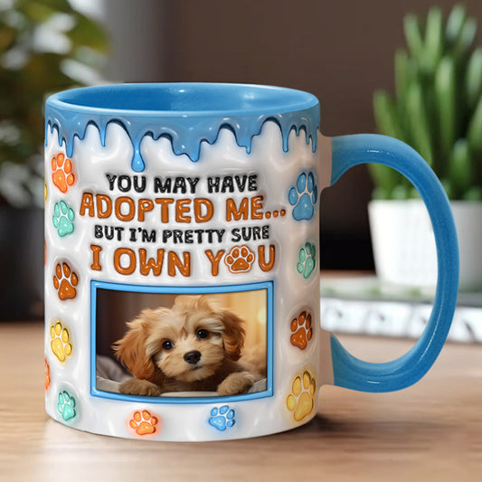 Du hast mich vielleicht adoptiert, aber ich bin mir ziemlich sicher, dass du mir gehörst – personalisierte Tasse mit Hundemotiv