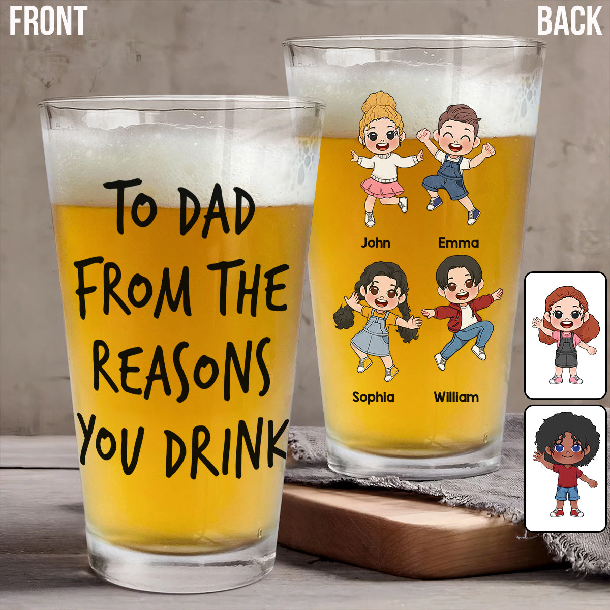 Gründe zum Trinken – Personalisiertes Vater-Bierglas