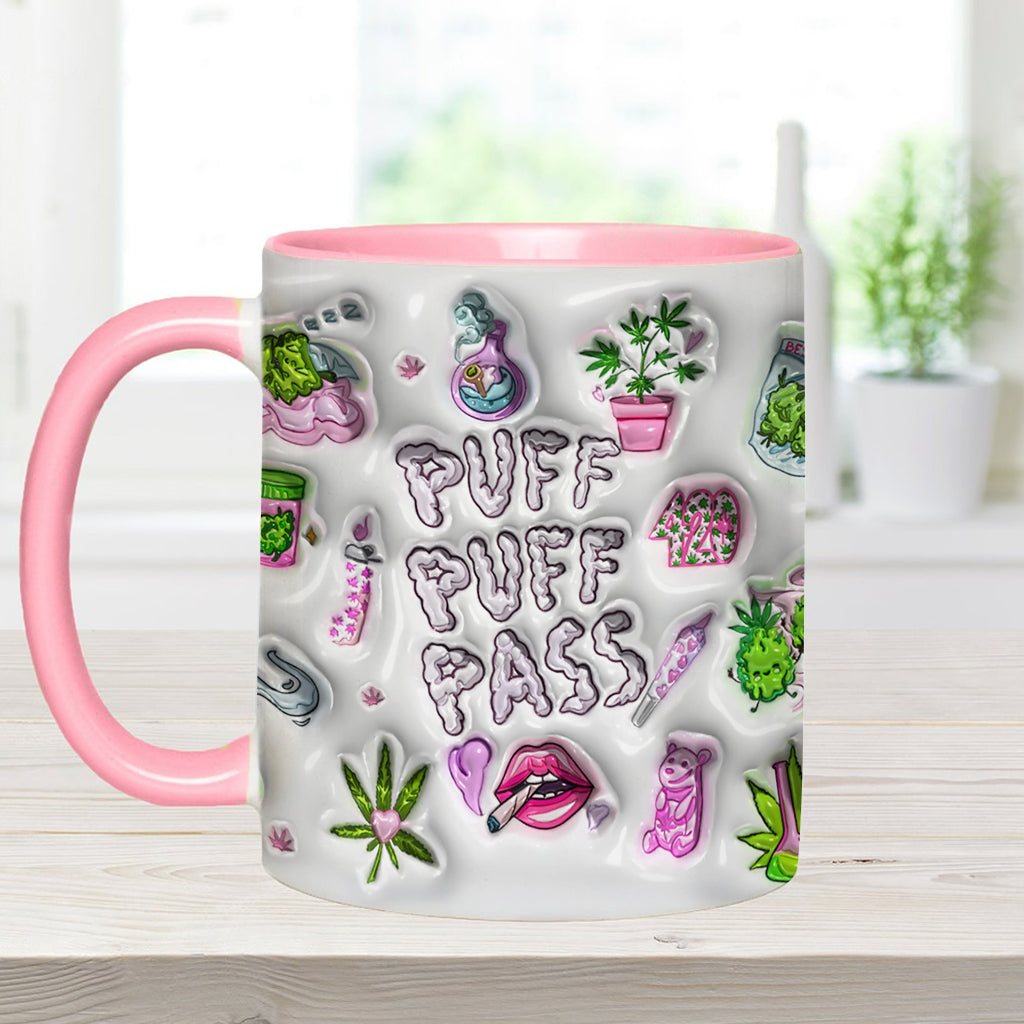 Puff Puff Pass Aufblasbarer 3D-Becher mit personalisiertem Weed-Motiv