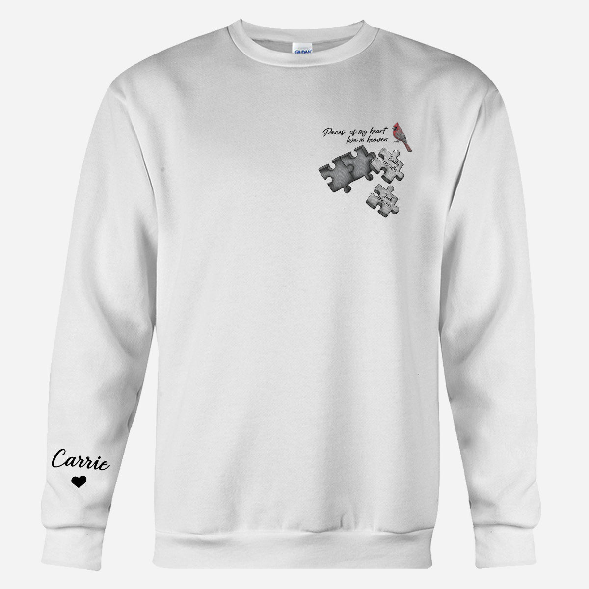 Gedenkpullover mit Schmetterling, Libelle, Himmelsfeder – personalisierter Gedenkpullover mit Stickerei