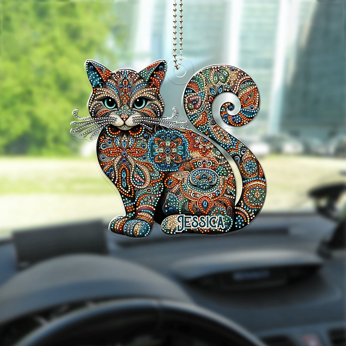 Wunderschöne Katze – Personalisierter Autoanhänger in Katzenform