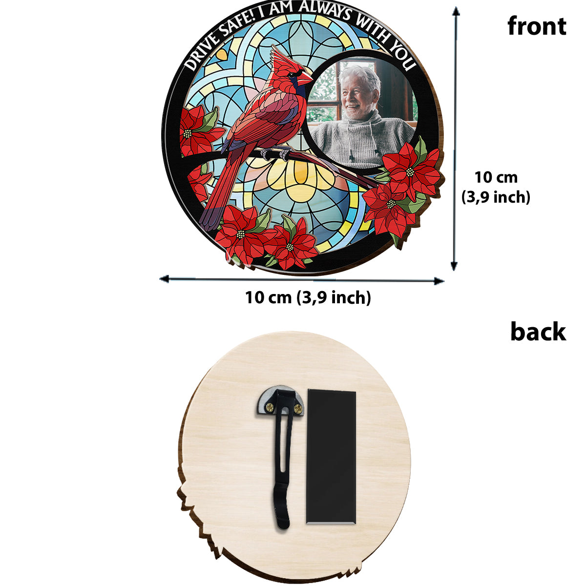 Fahr vorsichtig, ich bin immer bei dir – personalisierter, denkmalgeschützter Sonnenblendenclip