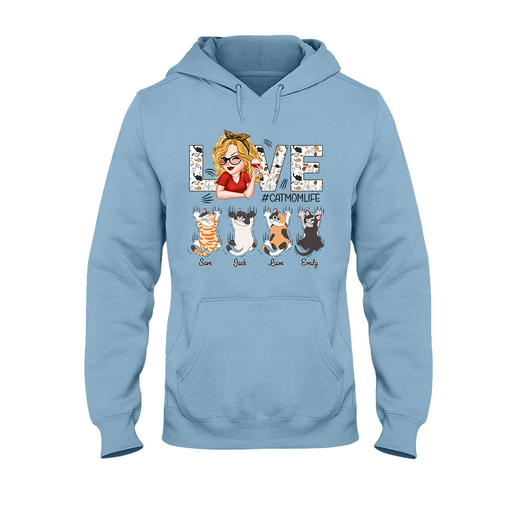 Liebe das Leben als Katzenmama – Personalisiertes Katzen-T-Shirt und Hoodie
