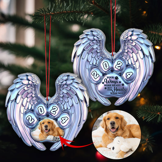 Your Wings Were Ready But My Heart Were Not - Personalized Dog Shaped Aluminium Ornament (Print On Both Side)