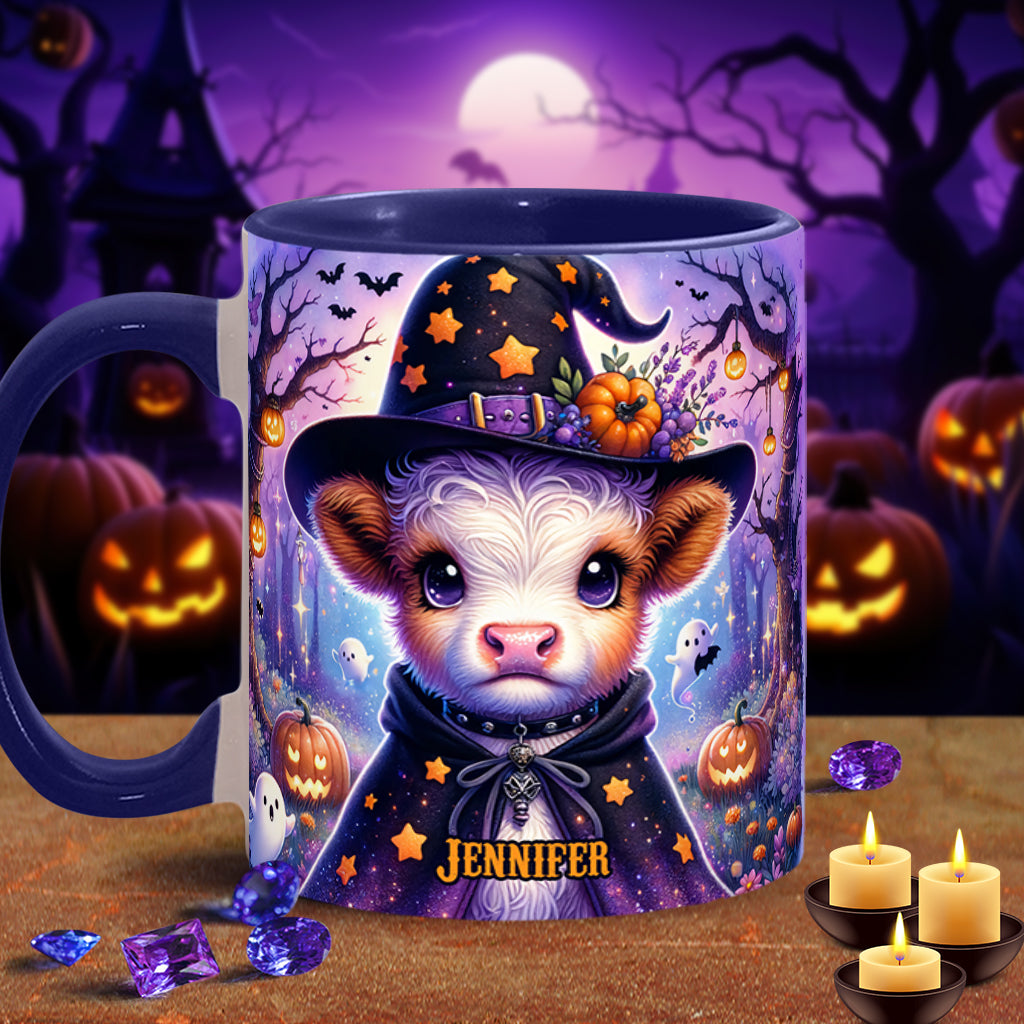 Baby Highland Cow Witch Halloween - Personalisierter Akzentbecher