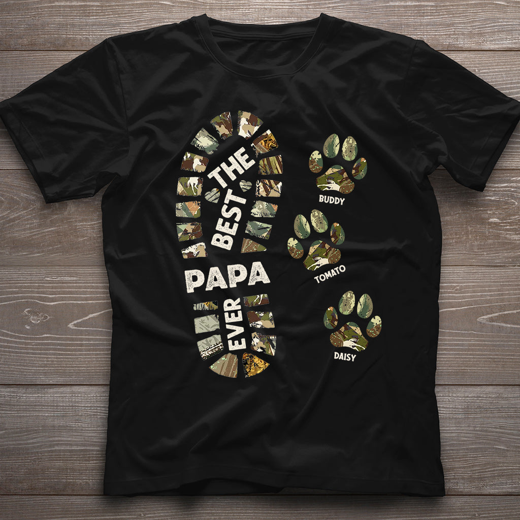Papa-Pfotenabdrücke – Personalisiertes Vater-T-Shirt und Hoodie
