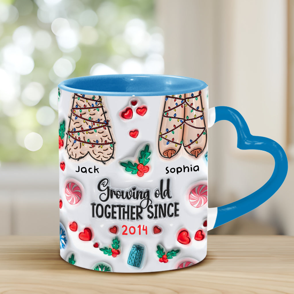 Growing Old Together - Personalized Couple Heart Handle Mug