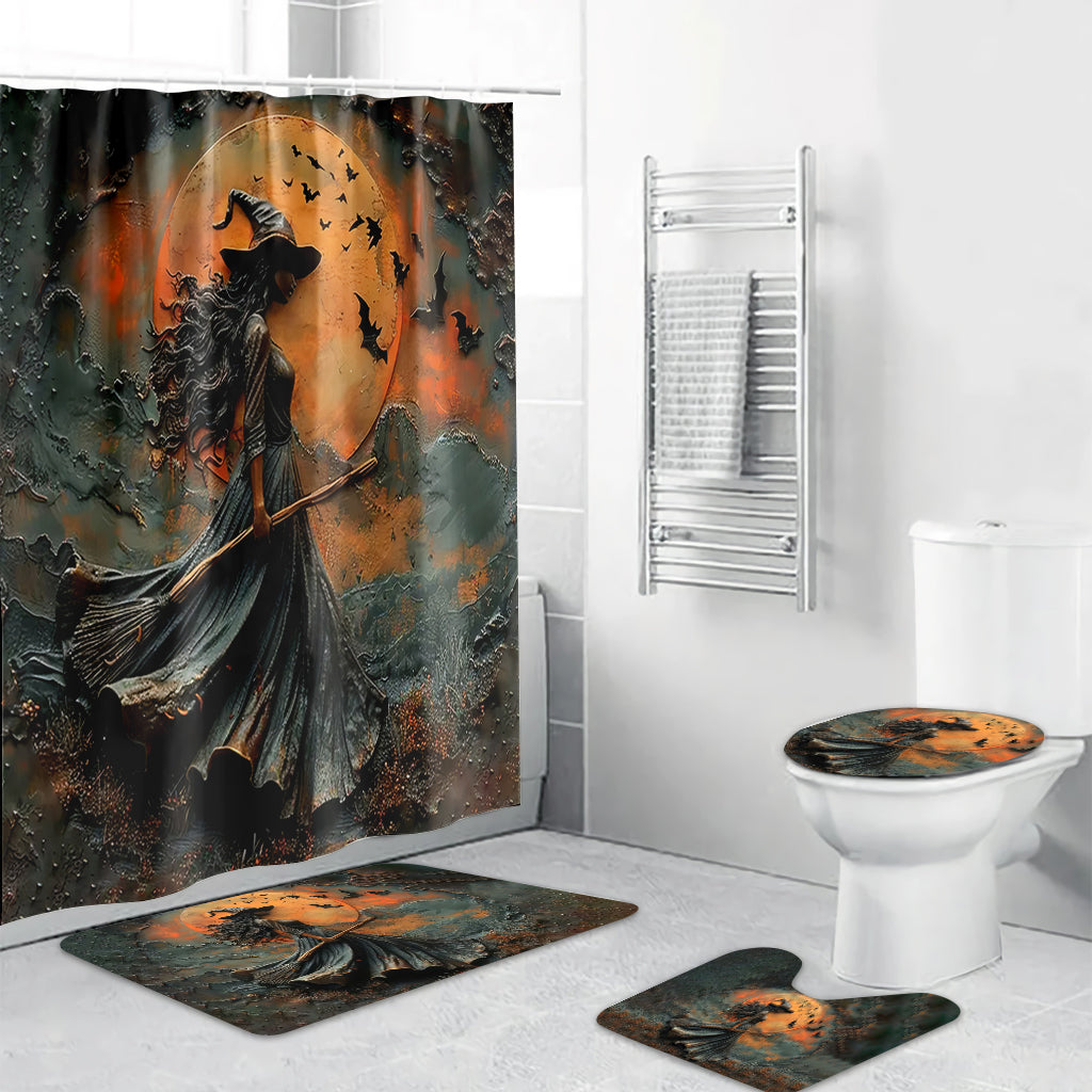 Beautiful Witch Witch Bathroom Curtain & Mats Set