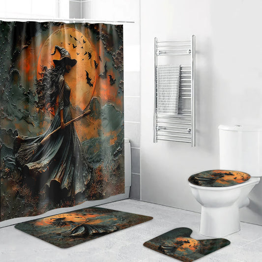 Beautiful Witch Witch Bathroom Curtain & Mats Set