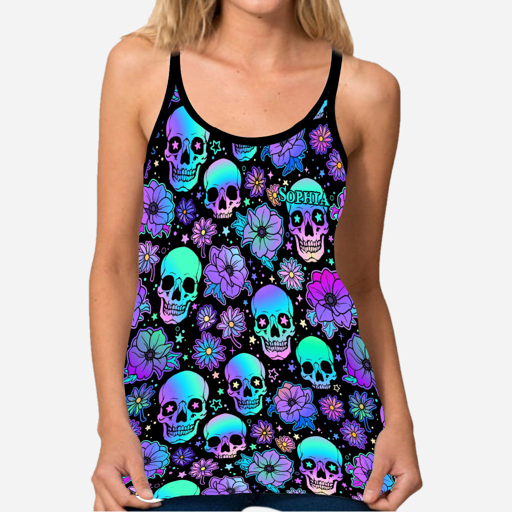 Buntes Totenkopfmuster – Personalisiertes Tanktop mit Totenkopfkreuz