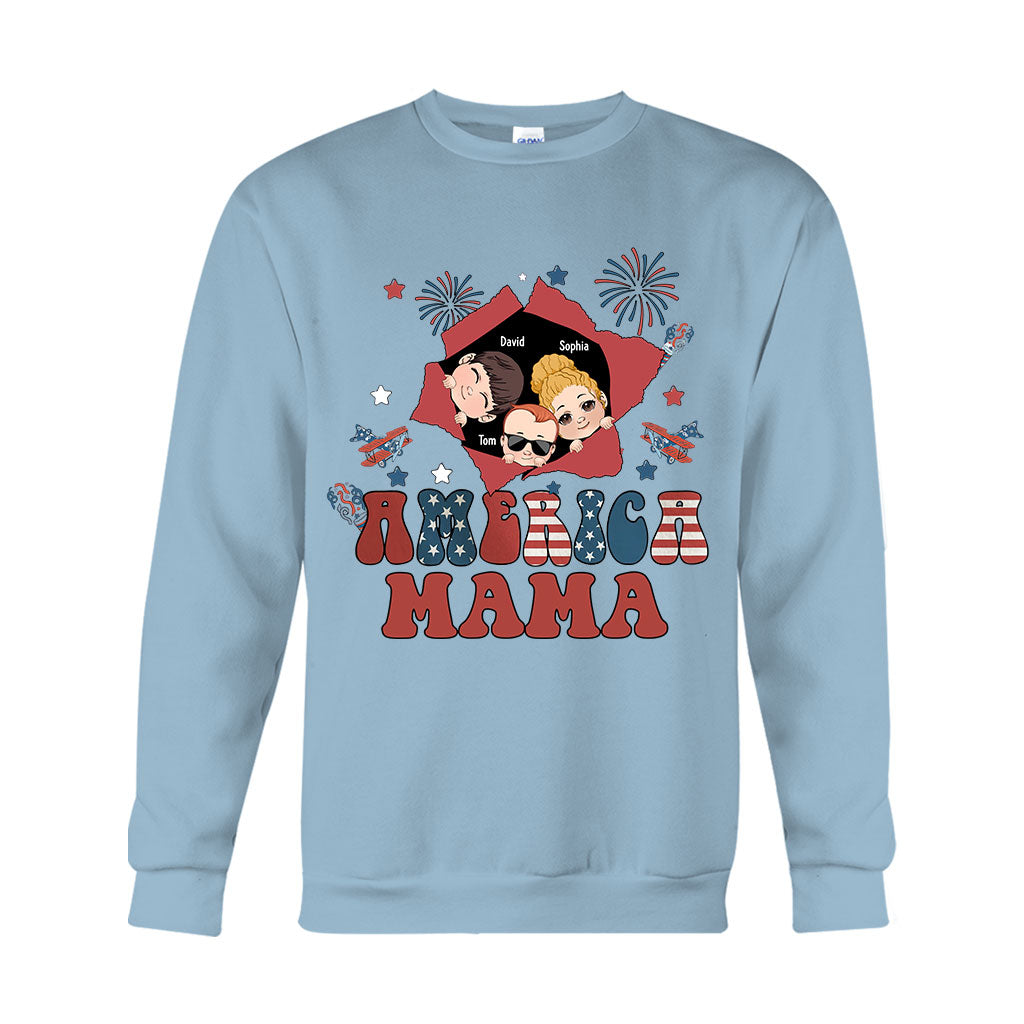 Amerikanische Mama – Beliebiger Titel, Vintage-Retro-Stil – Personalisiertes Mutter-T-Shirt und Hoodie