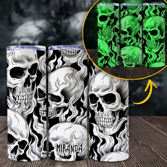 Mein letzter fliegender Fick - Personalisierter, schlanker Totenkopf-Leuchtbecher