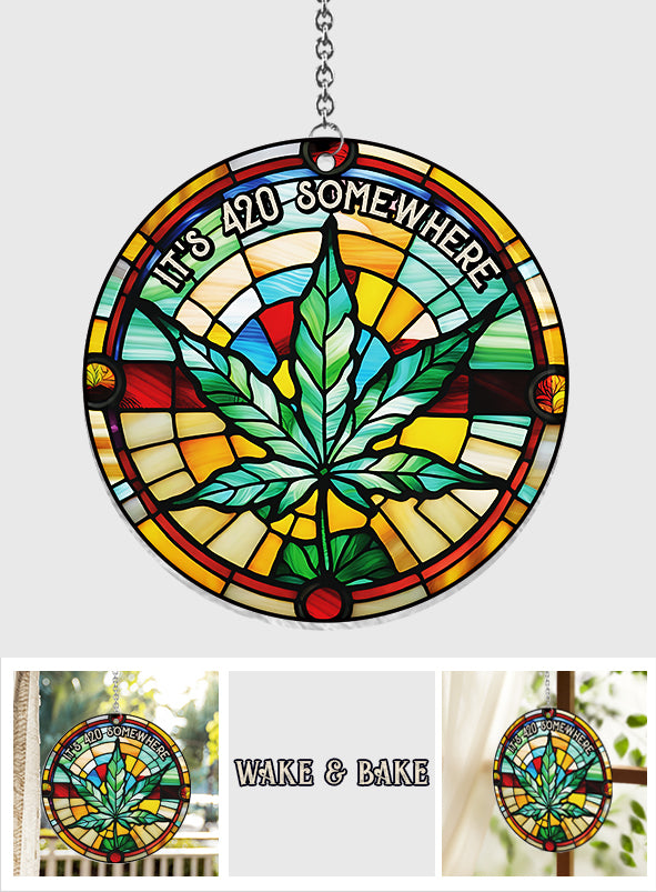 Irgendwo ist es 420 – Personalisierter Weed-Fensterhänger als Sonnenfänger