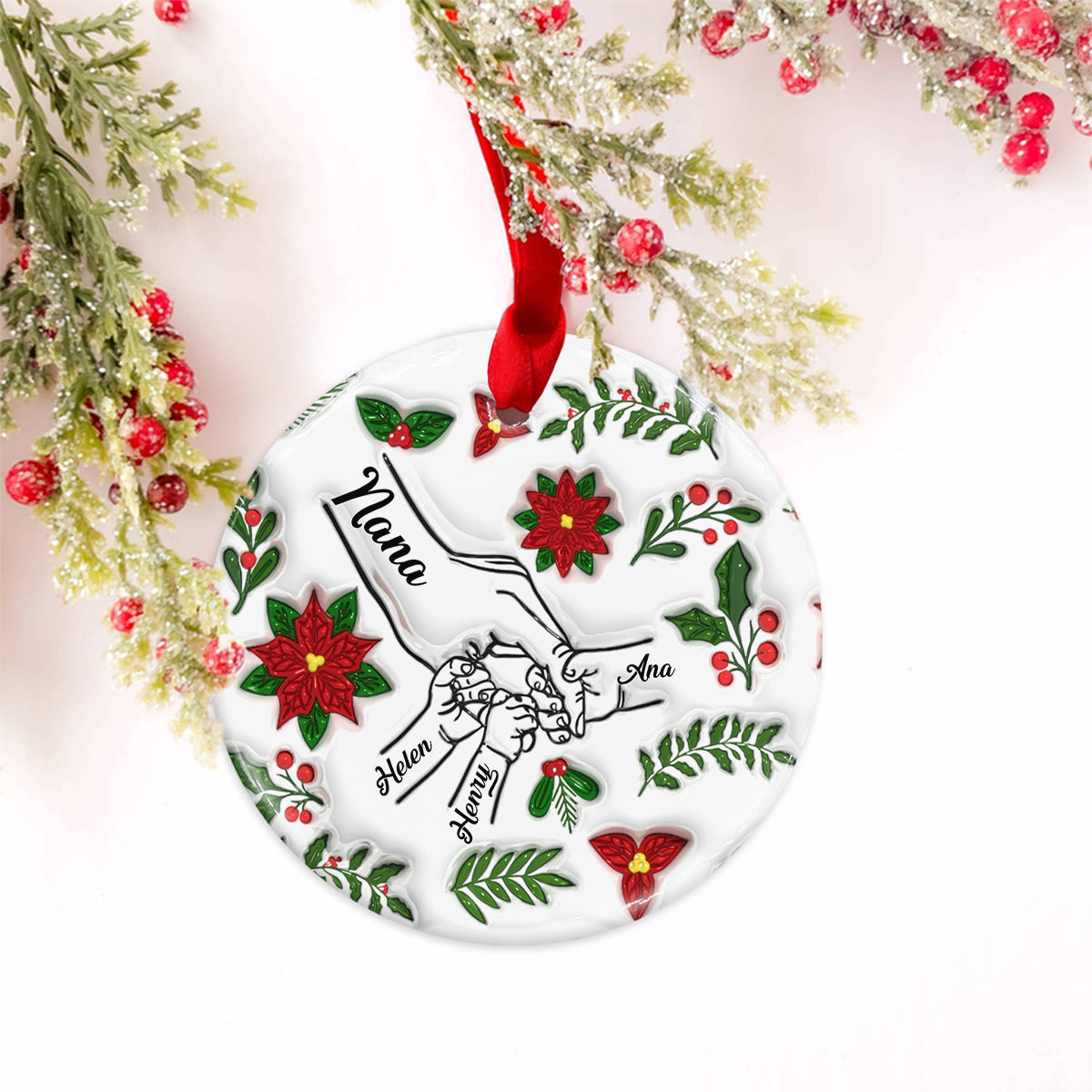 Halt meine Hand, halt mein Herz – Personalisierter Keramik-Kreisanhänger für Oma