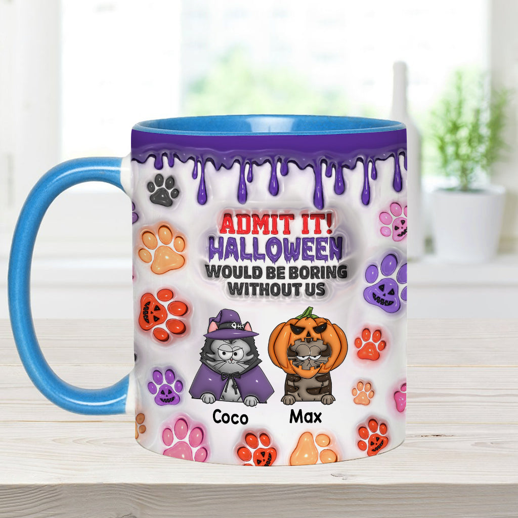 Halloween wäre ohne mich langweilig – personalisierte Tasse mit Katzenmotiv