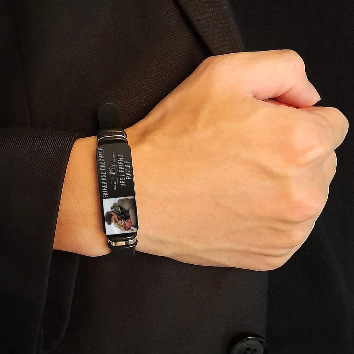 Vater & Tochter – Sohn, bester Freund fürs Leben – personalisiertes Armband mit Gravur für den Vater