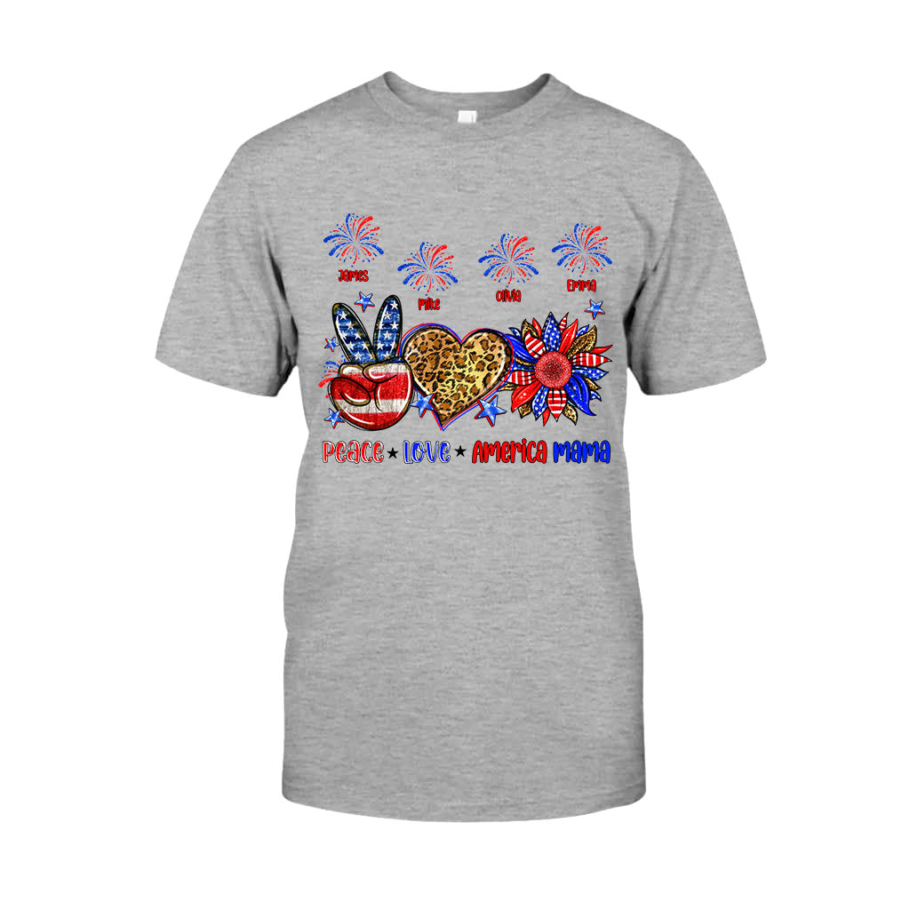 Frieden, Liebe, amerikanische Oma, Mama – personalisiertes Mutter-T-Shirt und Hoodie