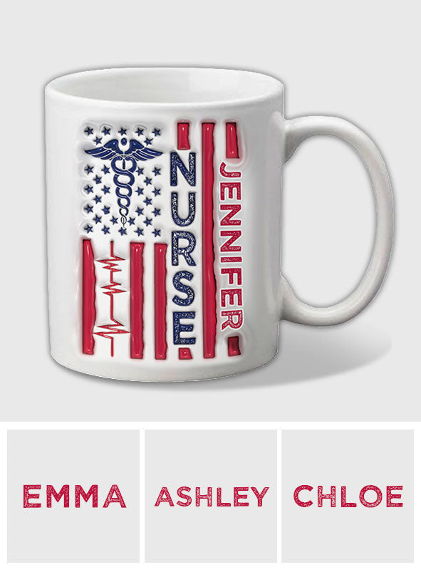 Krankenschwester-Tasse zum patriotischen 4. Juli – Personalisierte Tasse für Krankenschwestern