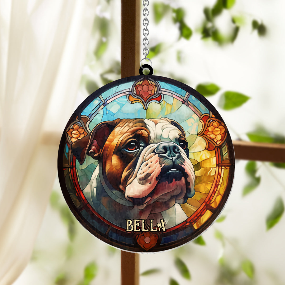 Ich liebe meinen Hund – Personalisierter Hunde-Fensterhänger als Sonnenfänger