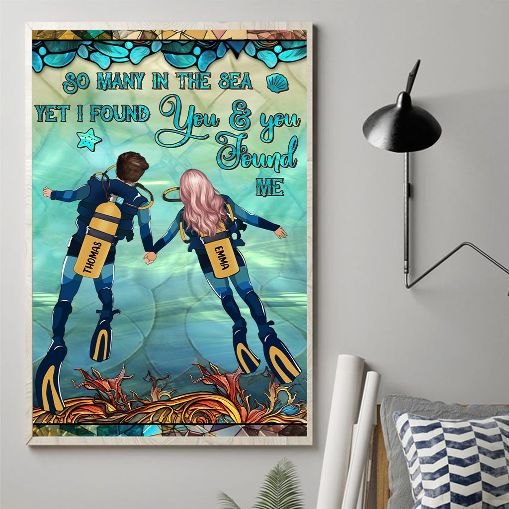 Du und ich und das Meer – Personalisierte Taucher-Leinwand und Poster