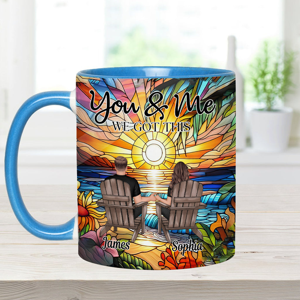 „Du und ich, wir schaffen das“ – personalisierte Tasse für Paare