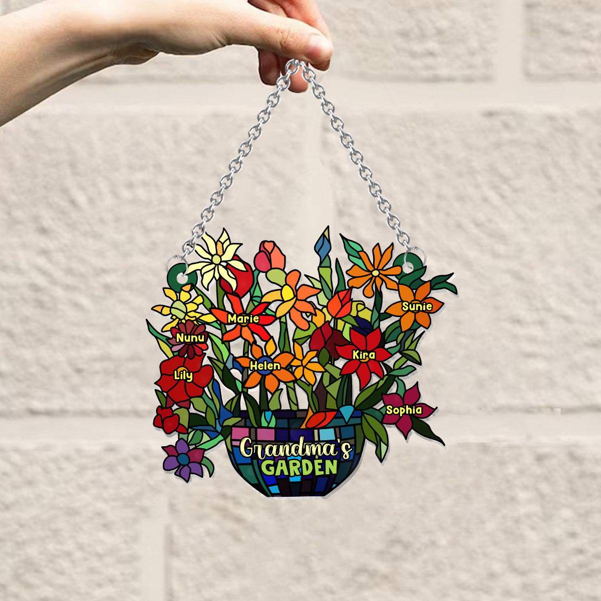 Omas Garten – Personalisierter Oma-Fensterhänger-Sonnenfänger 