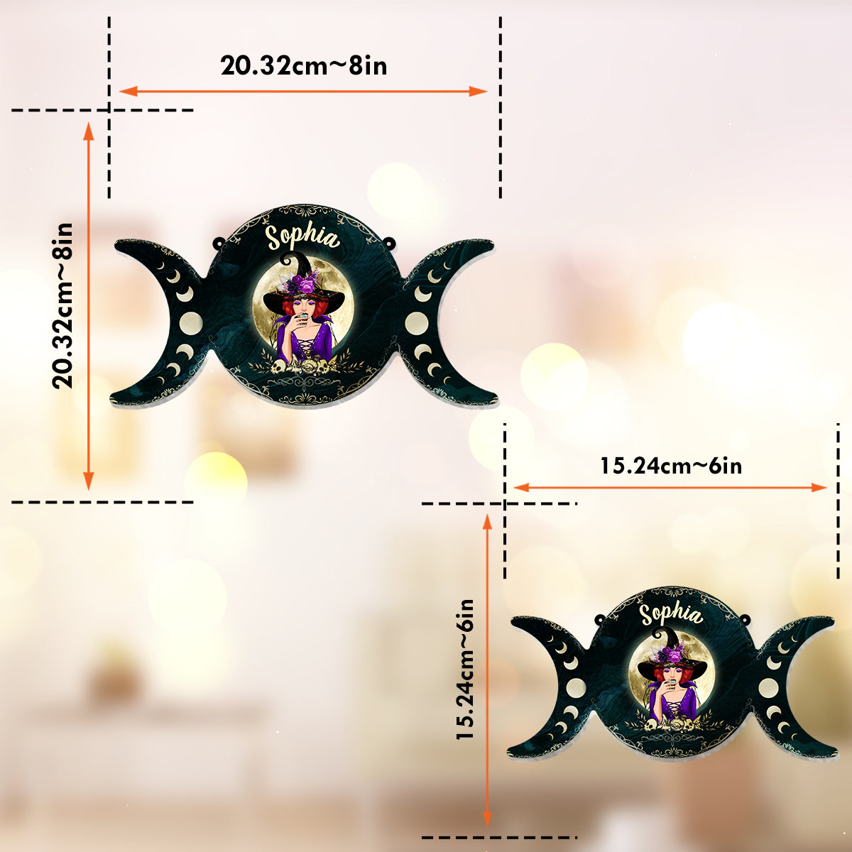 Dreifacher Mond – Personalisierter Hexen-Fensterhänger-Sonnenfänger