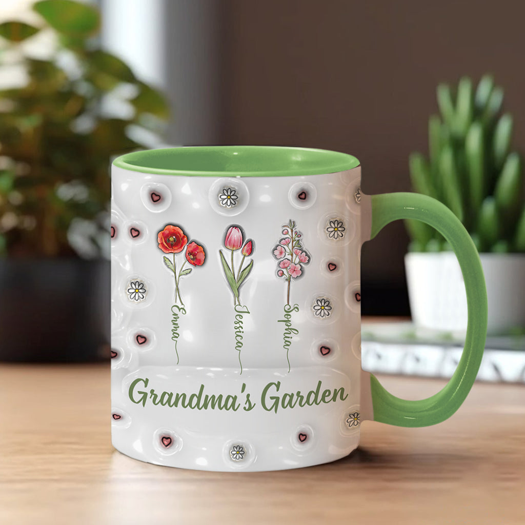 Geburtsmonatsblumen aus Omas Garten – Personalisierte Tasse mit Oma-Motiv
