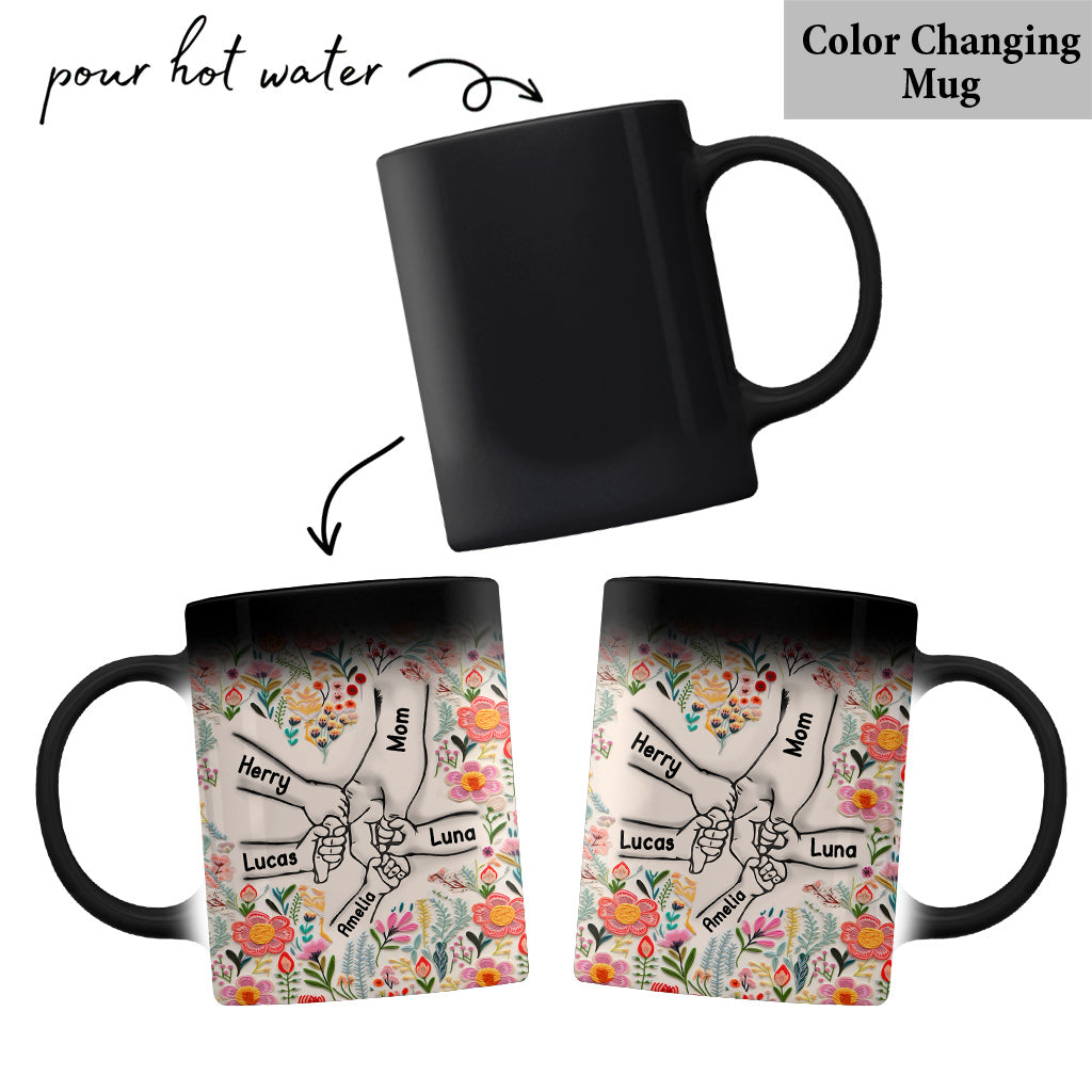 Hand in Hand Floral Style - Personalisierte Muttertasse