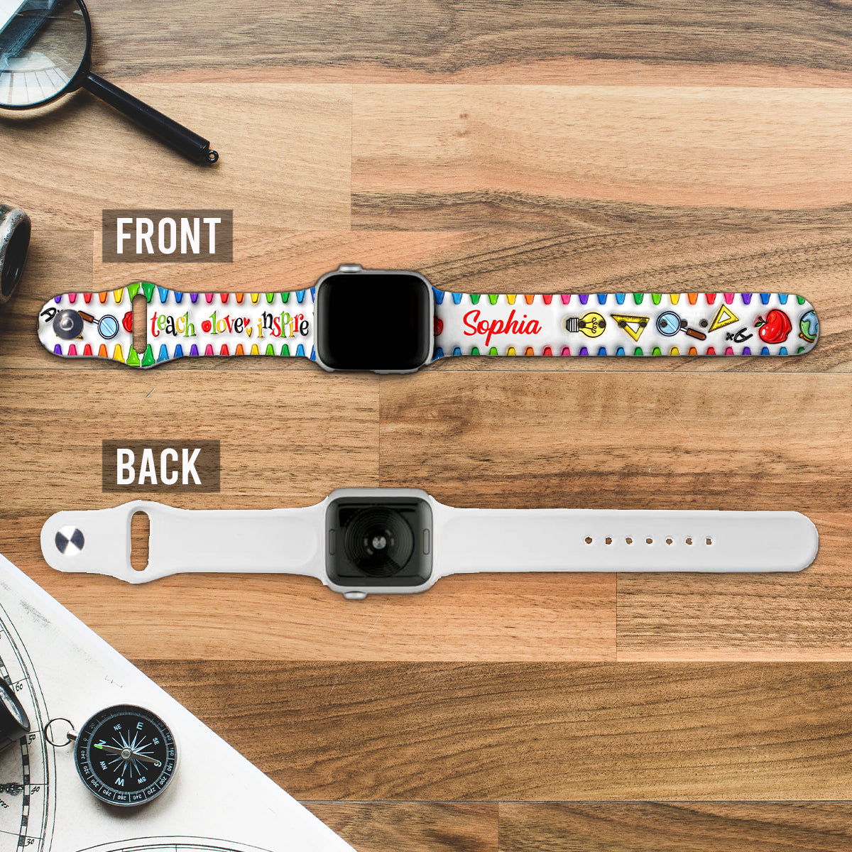 Lehren, Lieben, Inspirieren – Personalisiertes Apple Watch-Armband für Lehrer