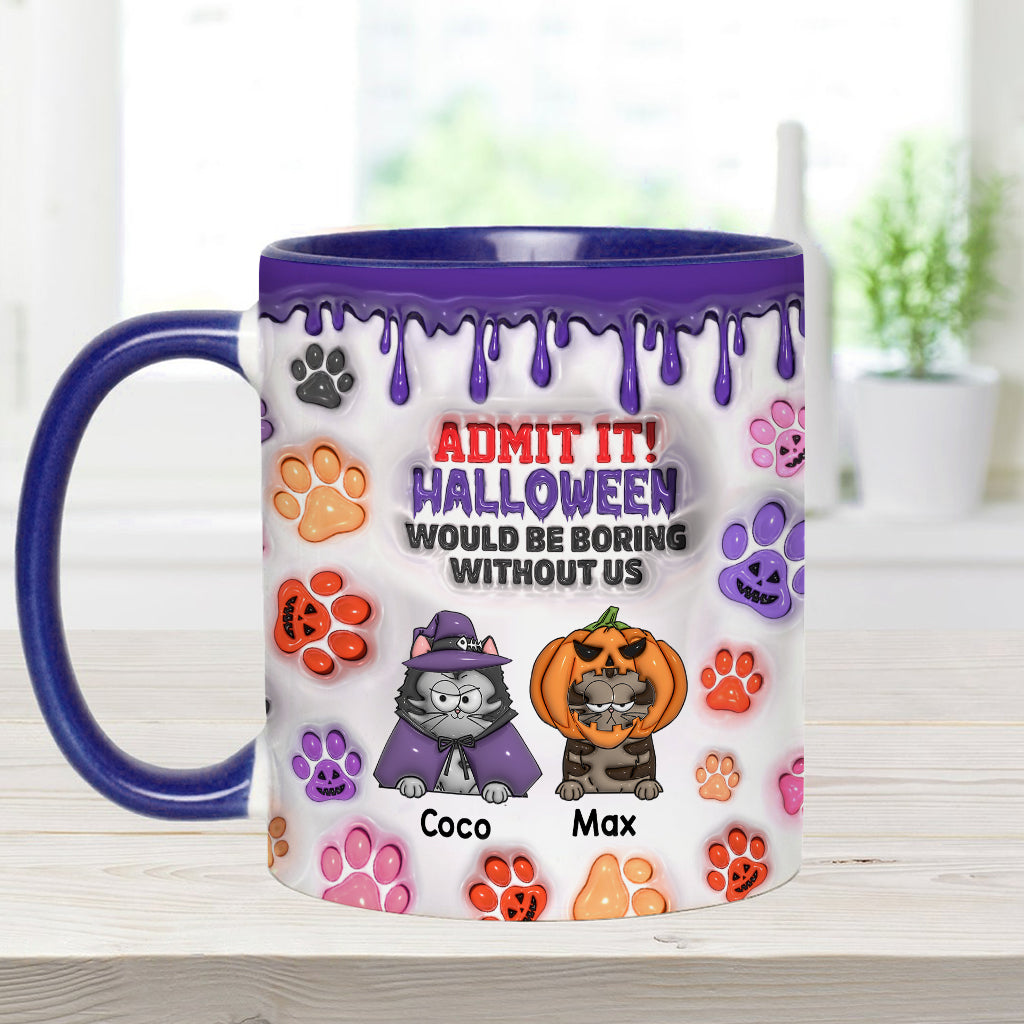 Halloween wäre ohne mich langweilig – personalisierte Tasse mit Katzenmotiv