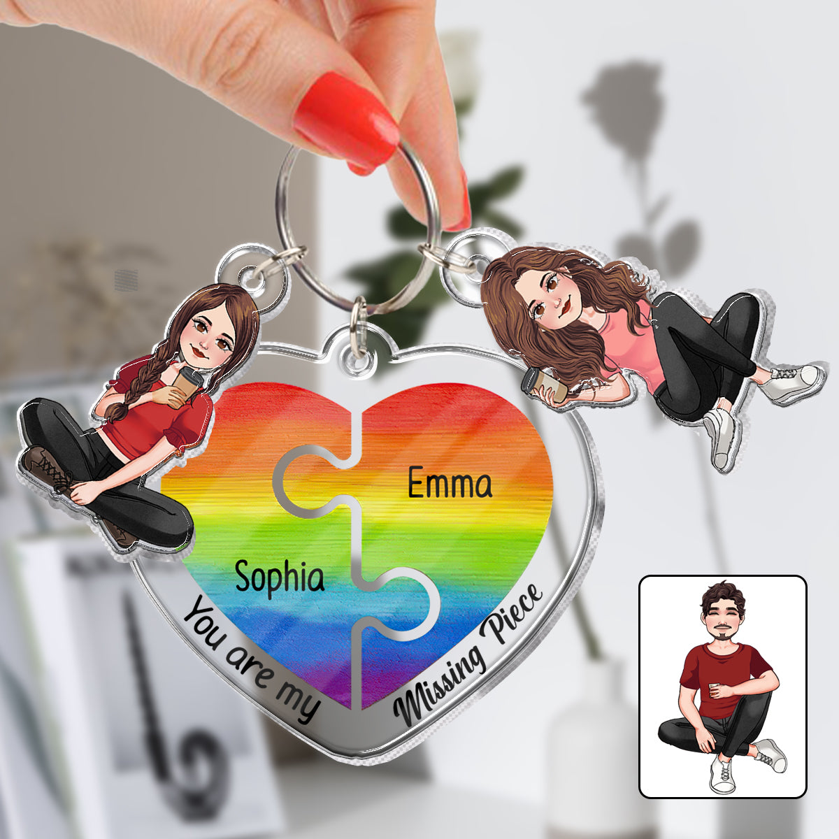 Du bist mein fehlendes Puzzleteil – Personalisierter LGBT-Unterstützungs-Schlüsselanhänger mit Anhängern