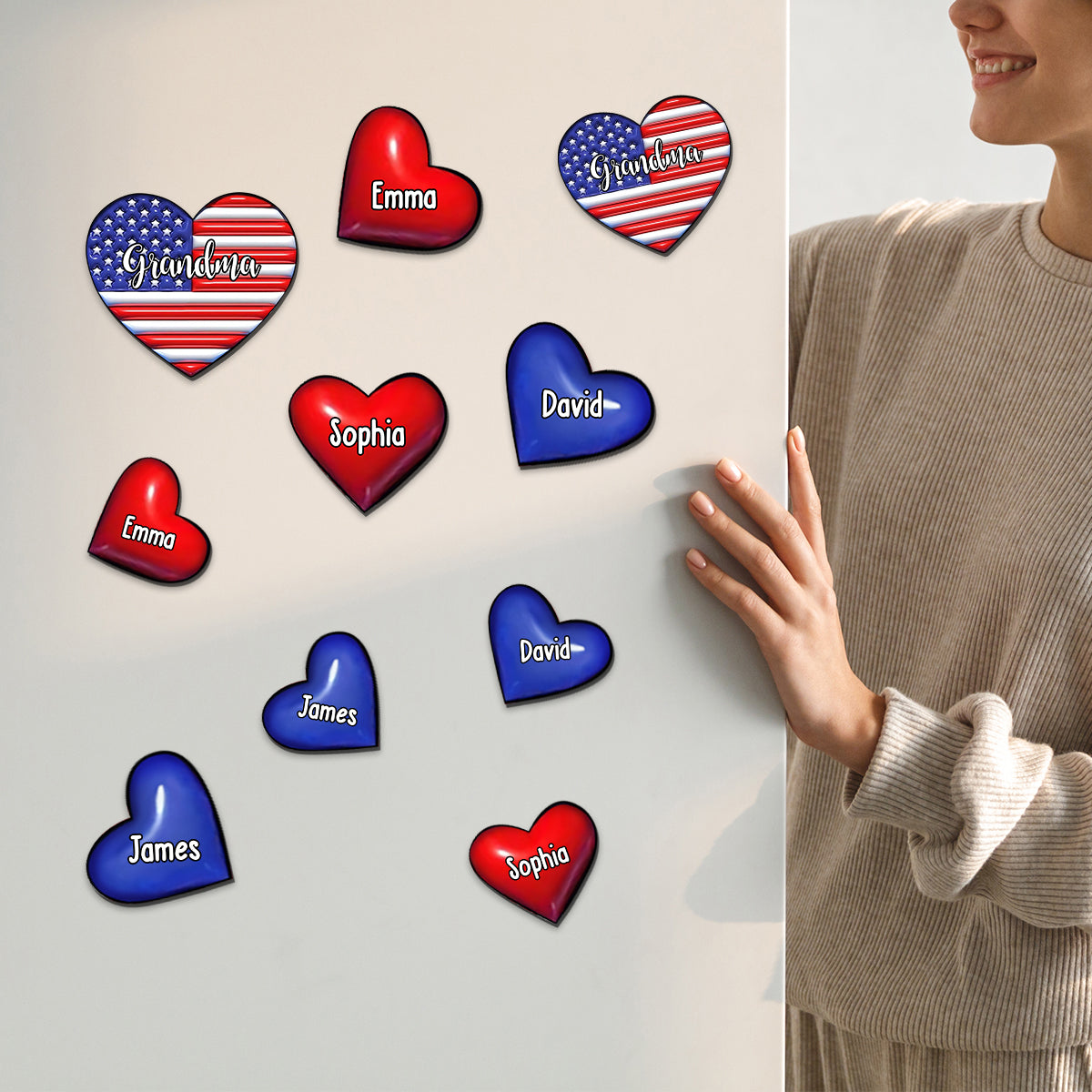 Oma & Enkelkinder Puffherz-Fähnchen – Personalisierter Oma-Magnet