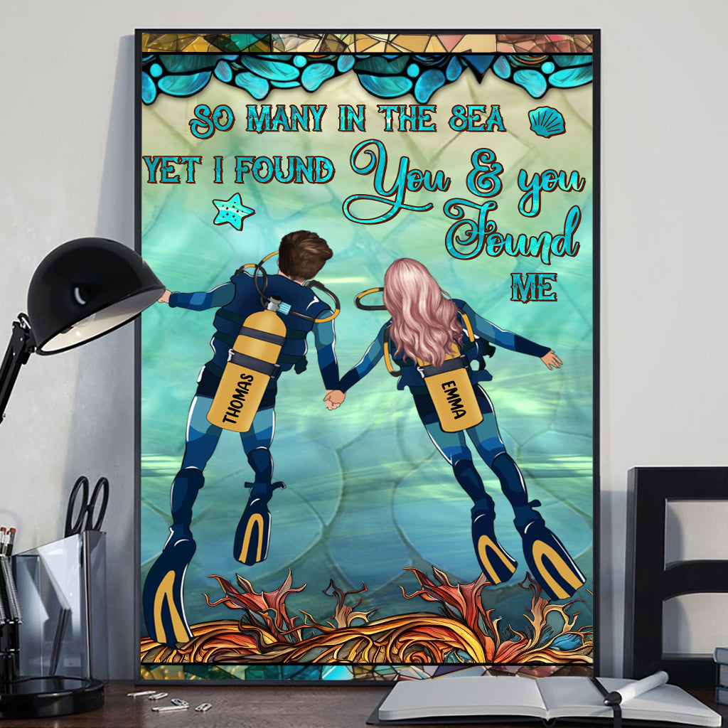 Du und ich und das Meer – Personalisierte Taucher-Leinwand und Poster