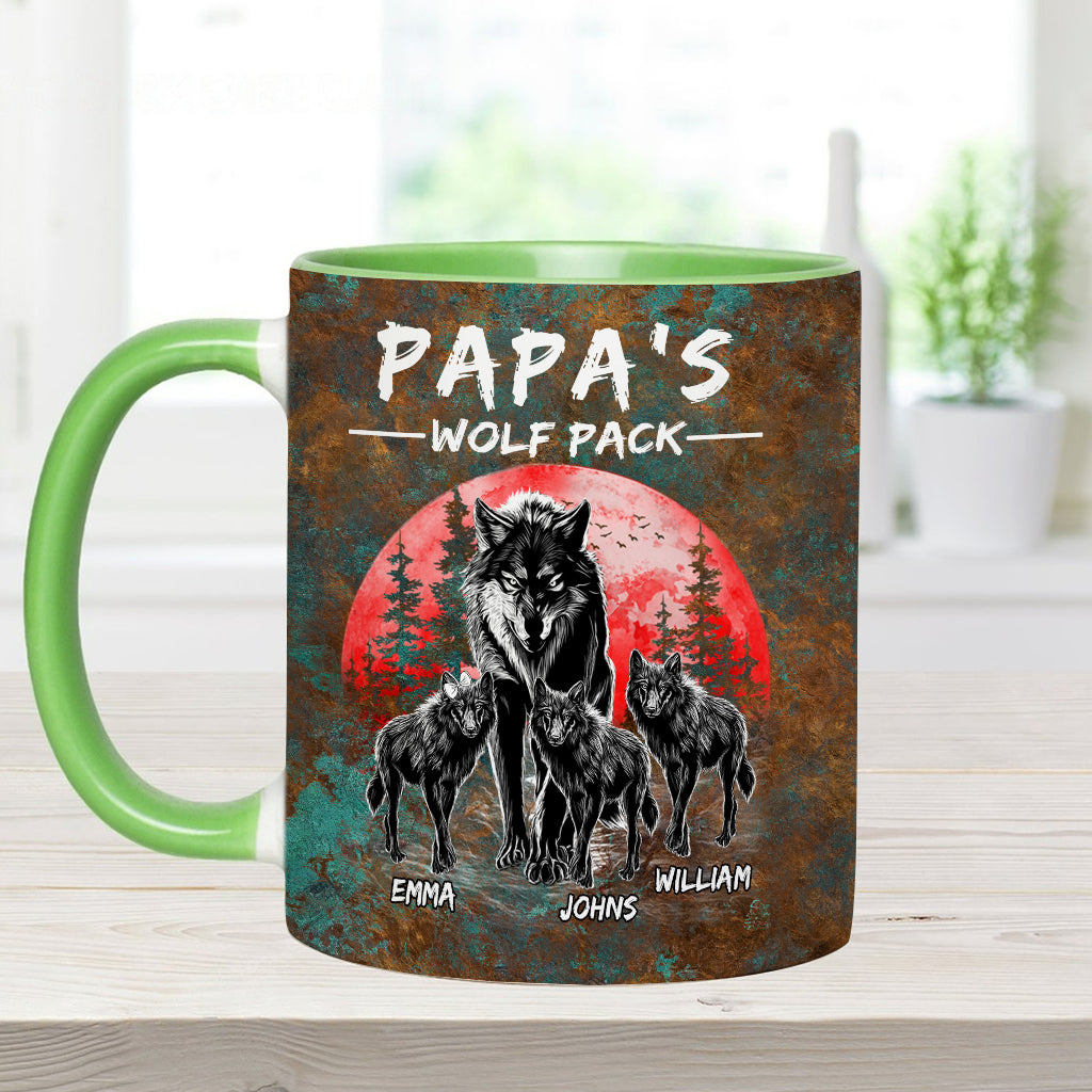 Opas Wolfsrudel – Personalisierte Tasse mit Vater-Akzent