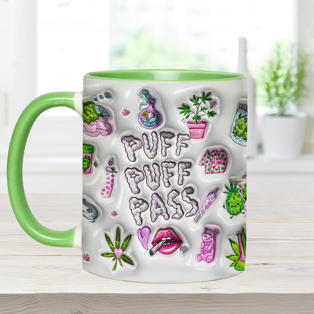 Puff Puff Pass Aufblasbarer 3D-Becher mit personalisiertem Weed-Motiv