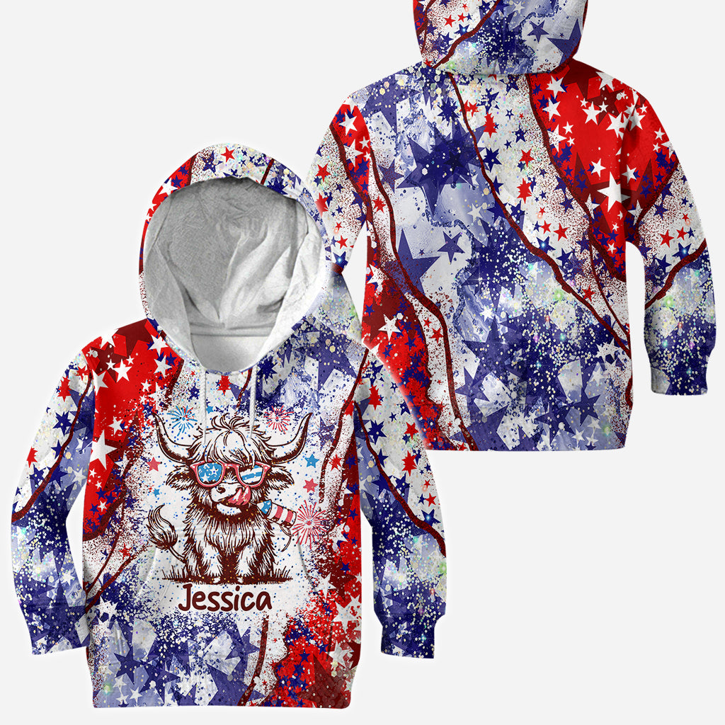 4th Of July Highland Cow - Personalized All Over Shirt